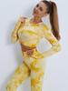 Naadloze tie-dye yogaset voor dames: Broek met hoge taille en heuplift en top met lange mouwen
