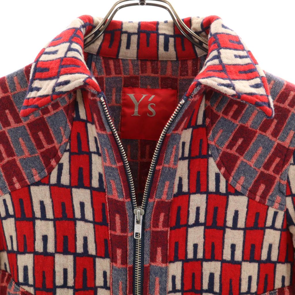 Y's Made In Japan Overall Handle Knit Jacket Red Women Used