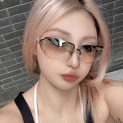 Damen Sonnenbrillen Sonnenschutz UV-Schutz Mode Y2g Personalisierte Hip Hop Diamant Sonnenbrillen Herren Street Shooting Catwalk Brille