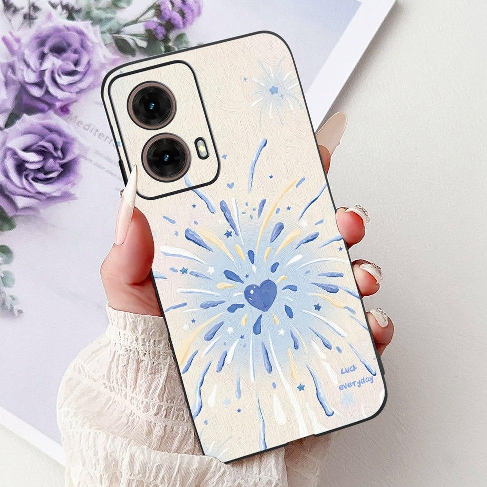 For Motorola Moto G85 Case Silicone Cute Cat Fashion Flowers Painted Back Cover For Motorola G85 Moto G85 Phone Case XT2427-3