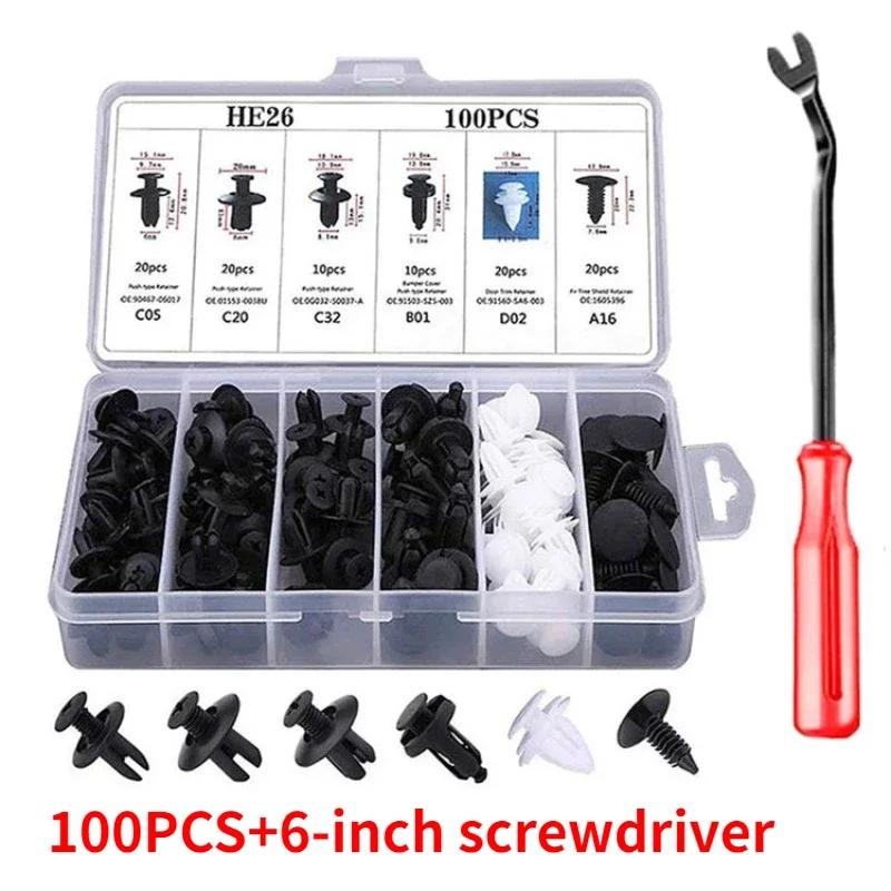 100pcs Auto Fastener Clips Car Fender Push Retainer Pins Rivet Bumper Door Trim Panel Retainer for Box Bag Package