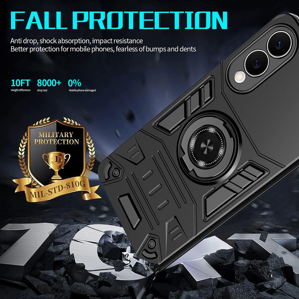 For Samsung Galaxy S25 Edge Case with Ring Holder Kickstand PC + TPU Anti-Fall Phone Cover