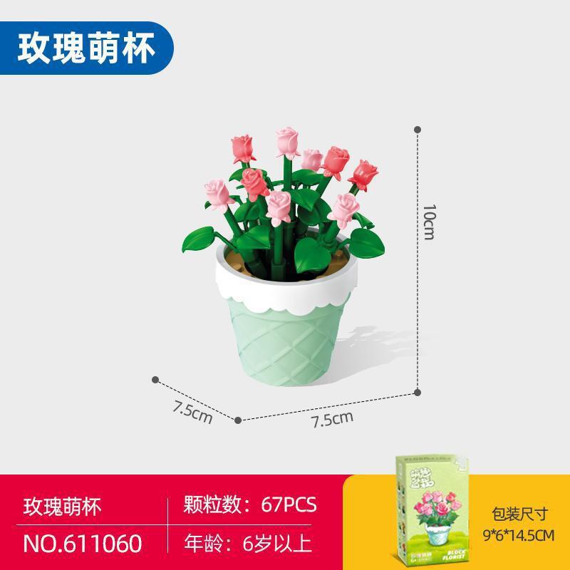 3D Miniature Potted Flowers Building Toys DIY Micro Particles Bonsai Plants Creative Educational STEM Gift for Adults Kids toys