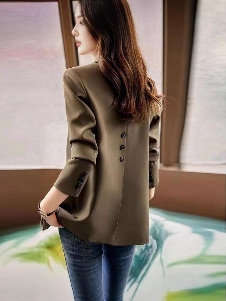 Damen Petit Khaki Slim Fit Blazer - 2025 Frühling/Herbst Beliebter Street Style