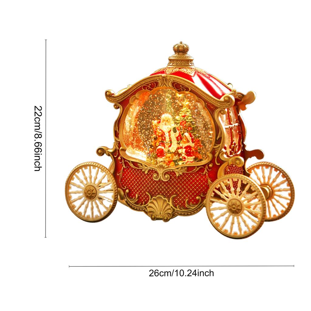 1pc Vintage Christmas Carousel Music Box with Snow Globe, Resin and Acrylic, Festive Holiday Decoration, Battery Operated 3 AA Not Included