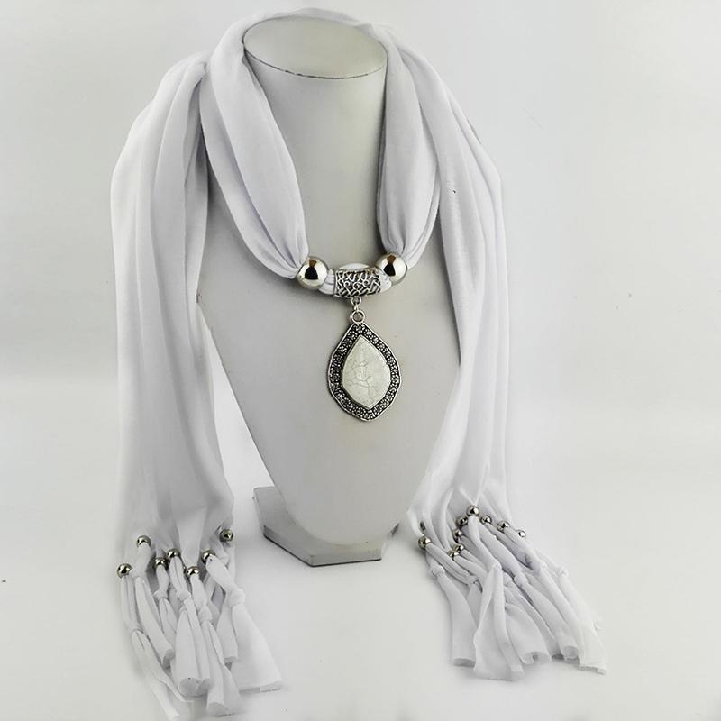 Jewelry Scarf Metal Diamond Jade Pendant Women Shawl Scarf
