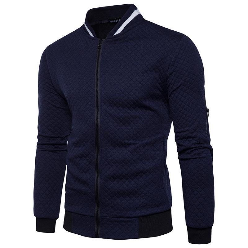 

Men s Slim-Fit Zipper Baseball Jacket: 2023 Spring/Autumn Fashion Hoodie XXL темно-синий