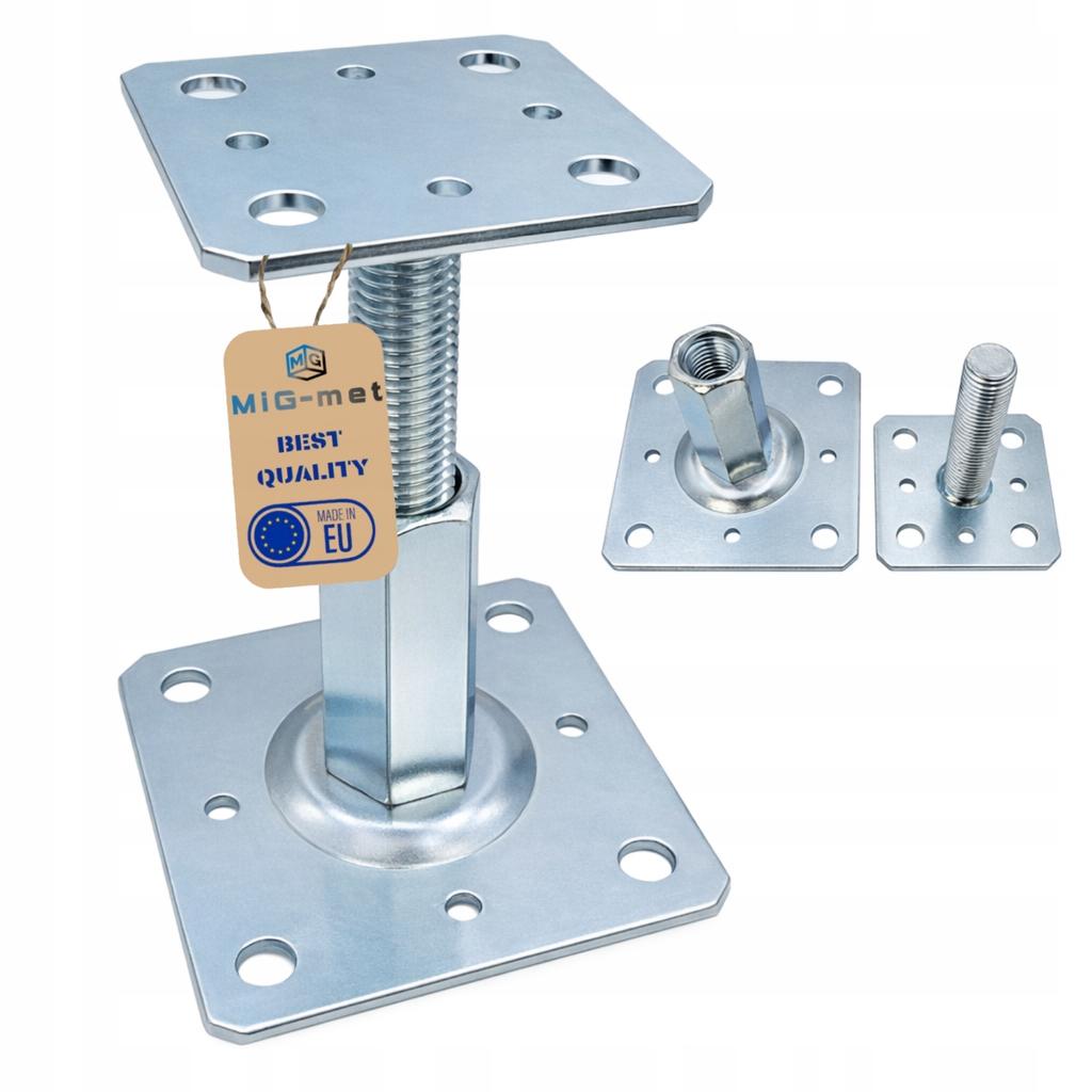 Vertically Adjustable Pole Base Psrt 80X110Mm Anchor Bracket M20X150Mm