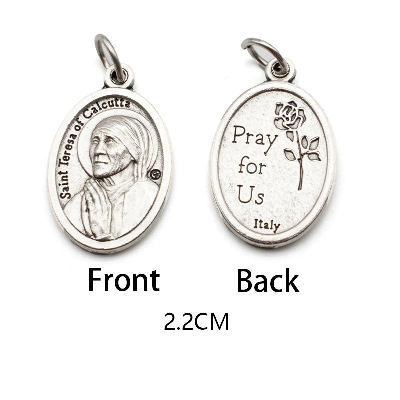 Reversible Metal Charms Necklace Bracelet DIY Accessories Philomena Our Lady Benedict Religious Figures Charms Catholic Figures