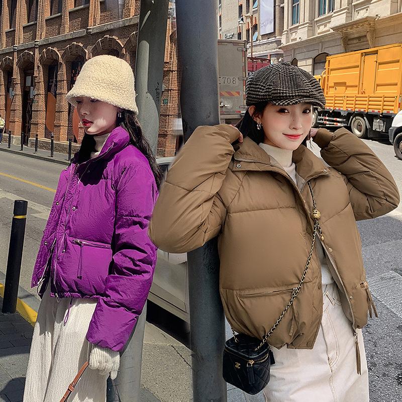 Winter Collar Down Cotton-padded Jacket New Year Short Korean Version of Cotton-padded Jacket Girls Bread Clothes Loose Cotton-padded Jacket.