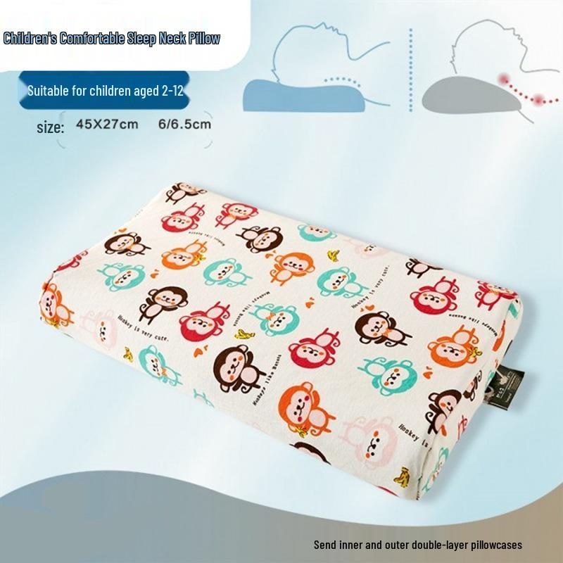 Children's Cartoon Latex Pillow: Student Nap Pillow with Core for Baby Neck Protection.
