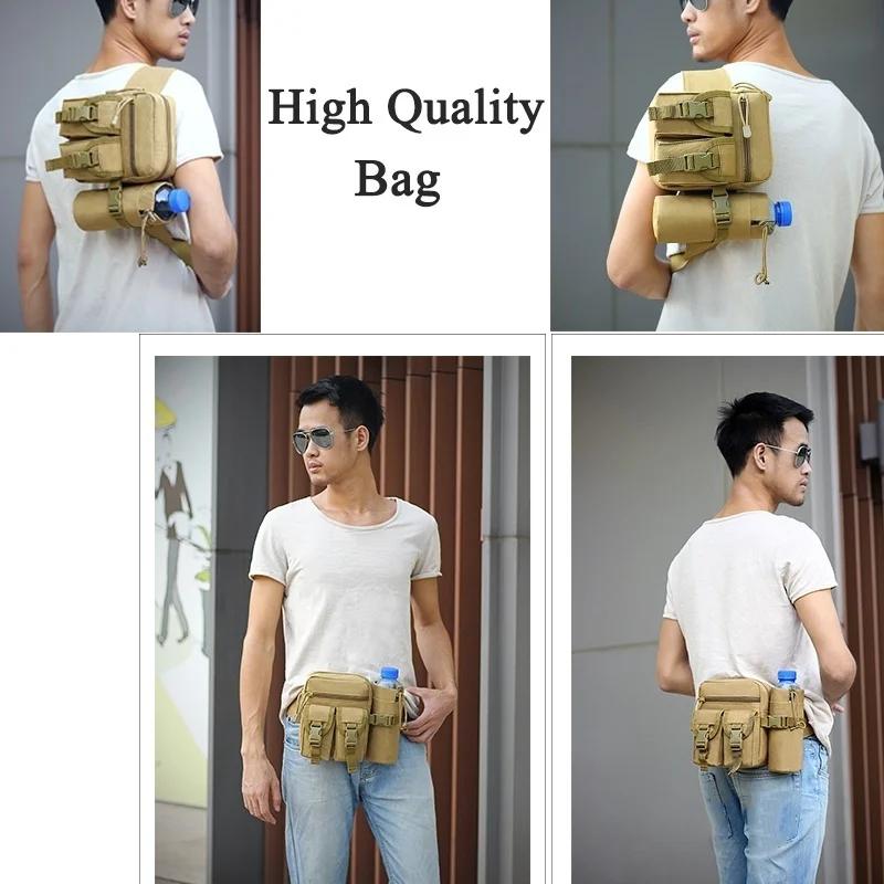 Tactical Men Waist Pack Nylon Hiking Water Bottle Phone Pouch Outdoor Sports Hunting Climbing Camping Belt Bag