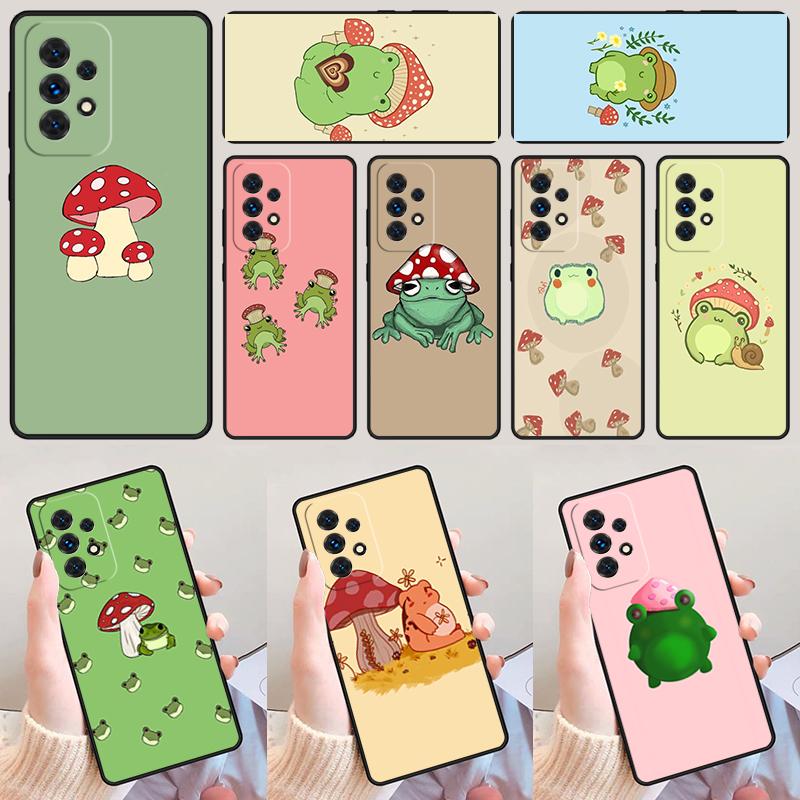mushroom frog Cartoon phone case For Samsung Galaxy A42 A31 A40 A51 A71 A32 A80 A91 A52 A72 A73 A20e A21S A50 A70 A11 A12 Cover