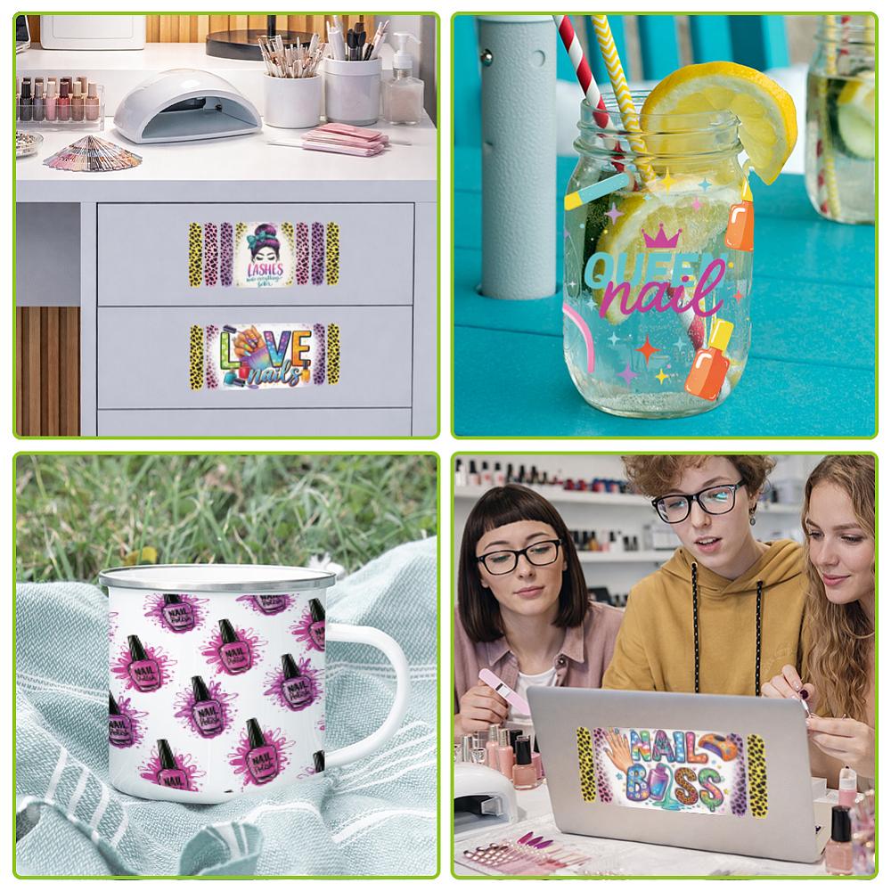 10Pcs 10 Styles PVC DIY Heat Transfer Paper for UV Sublimation Cup Mixed Shapes 240x110mm 1pc/style