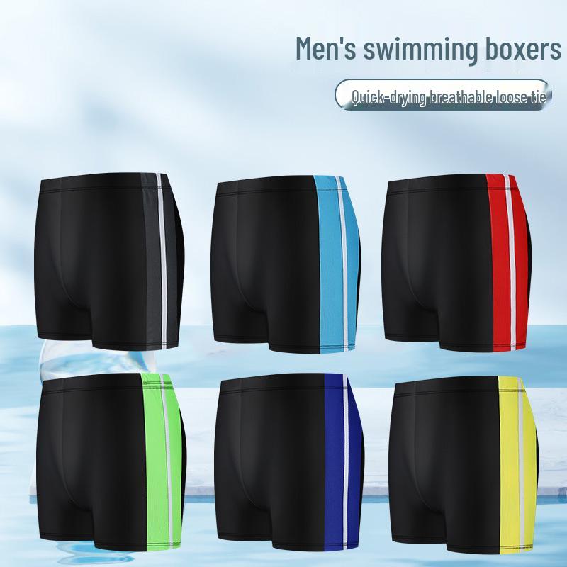 Men's Plus Size Color Block Square Leg Swim Trunks