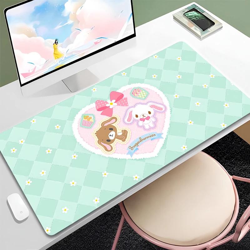 Pink Cute Mouse Pad Laptop SSugar Bunnies Nonslip Computer Mouse Mats Gamer Laptop Pad Pc Accessories Kawaii Mousepad Deskpad
