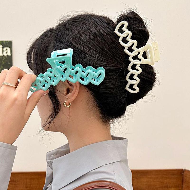 Hule Geometriske Hjerte Hårklemmer Bakhodet Hai-klemme Kvinner Jente Hodeplagg Hårspenne Tilbehør
