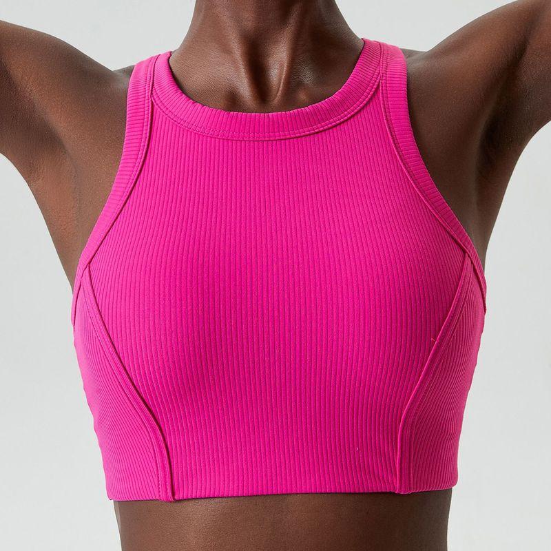 High Collar Willow Leaf Thread Beauty Back Exercise Underwear Women's High Strength Bubble Wrap Running Workout Bra Yoga Vest