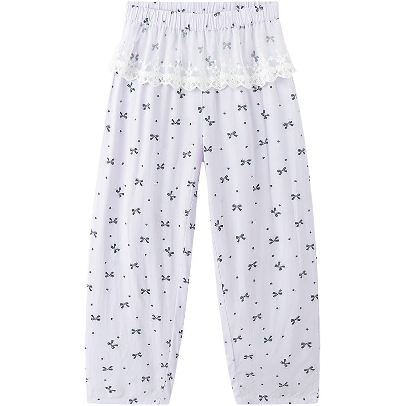 Balabala Girls' Summer Lace Trim Pajama Pants
