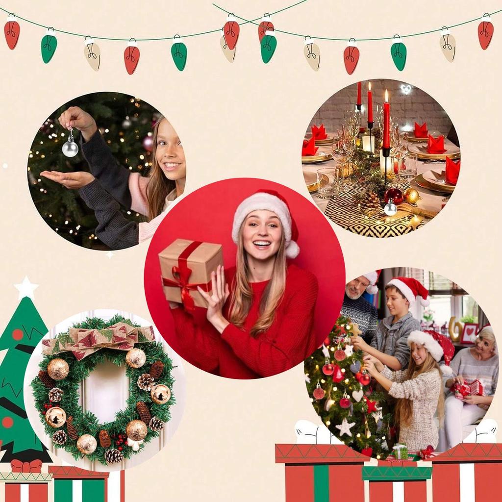 12Pcs/set Christmas Balls Christmas Tree Decoration Xmas Tree Ball Home Party Gift Hanging Pendant New Year Accessories Ornament