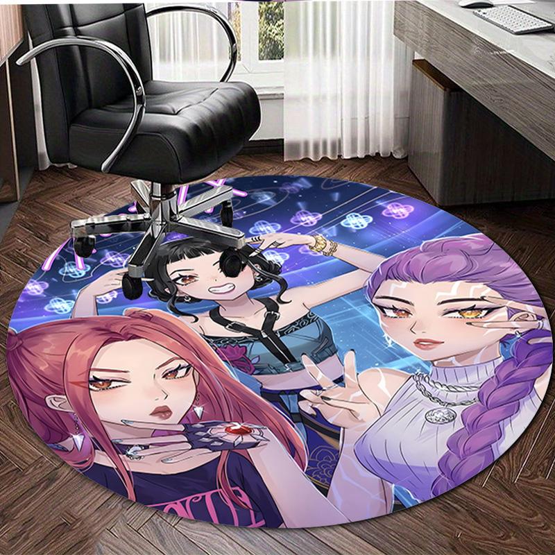 1pc KPop Demon Hunters15 Design Printed Area Round Carpet for Bedroom Living Room Home Decor Rugs Mat Non Slip Mat Rug for Bedside