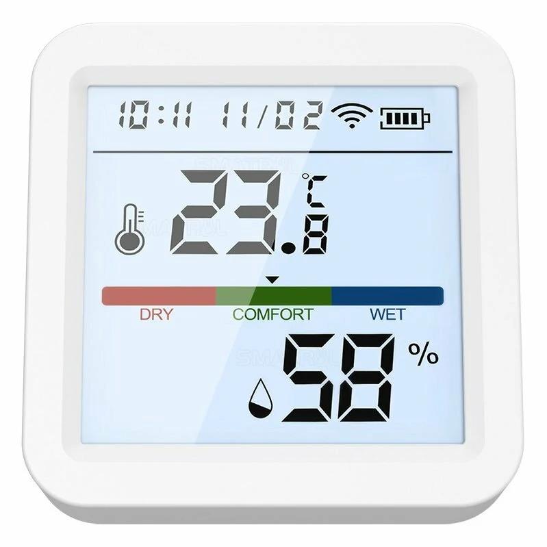 Smart Home Temperature Humidity Sensor with Backlight Hygrometer Thermometer Monitoring APP Control