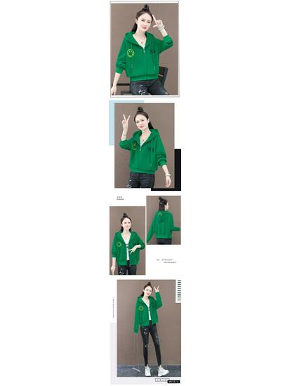 Pure Cotton Embroidered Jacket: Women's Lightweight 2025 Spring/Autumn Korean Loose Hooded Cardigan Sweatshirt