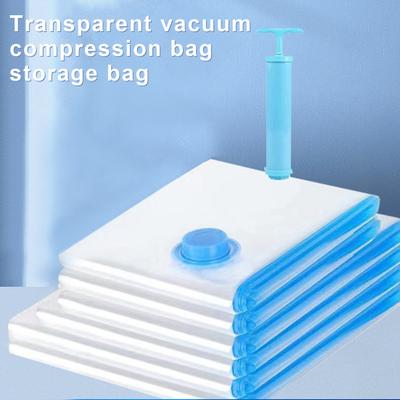 1 Set Vakuum-Kompressionsbeutel, verdicktes Material, große Kapazität, mit Pumpenkompression, transparent, mit Luftventil
