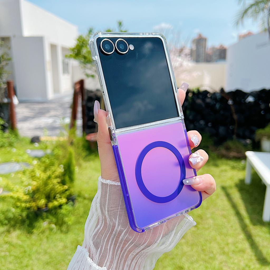 Suitable for Ultra thin Samsung Up and Down Folding Z FLIP 4 5 6 7 Gradient Chameleon High End Colorful Shell