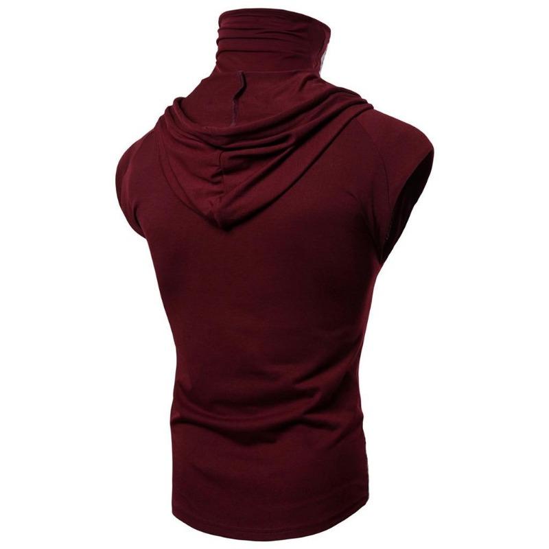 Men's Tank Tops Summer Gym Fitness Printed Compression Hooded Sportswear Muscle Vest Sleeveless Splice Large Open-Forked Male Hooded Vest Tops