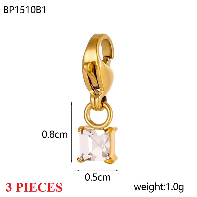 

3PCS/LOT CARLIDANA Gold Plated Stainless Steel Square Heart Zircon Charms, Hot Selling Pendants for DIY Jewelry Making