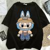 Cartoon Short Sleeve's Street Trend Hip Hop Clothing Pop-Mart Labubu Fashion T-Shirt Women Anime1