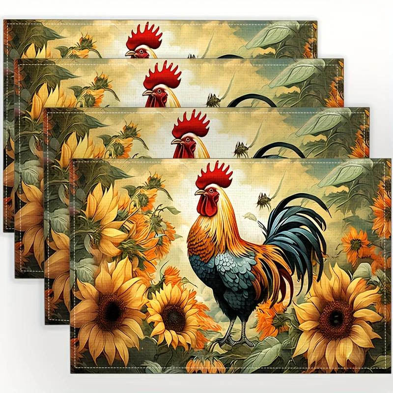 1PC Chicken Themed Linen Meal Mats Restaurant Kitchen Table Pad Used for Party Decoration Heat-resistant To Protect The Desktop