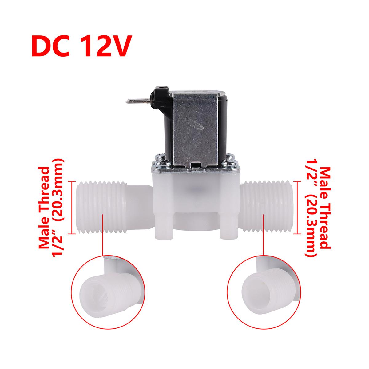 

AC 220V/DC 12V Normally Closed Electric Solenoid Valve 1/2 3/4 Male Thread Plastic Water Valve for 0.02-1mpa Pressure 1/10Pcs 1Pc