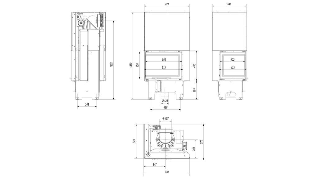 Smart steel fireplace KRATKI VNL 610/430 9 kW Ø 200 Lift-up MSK