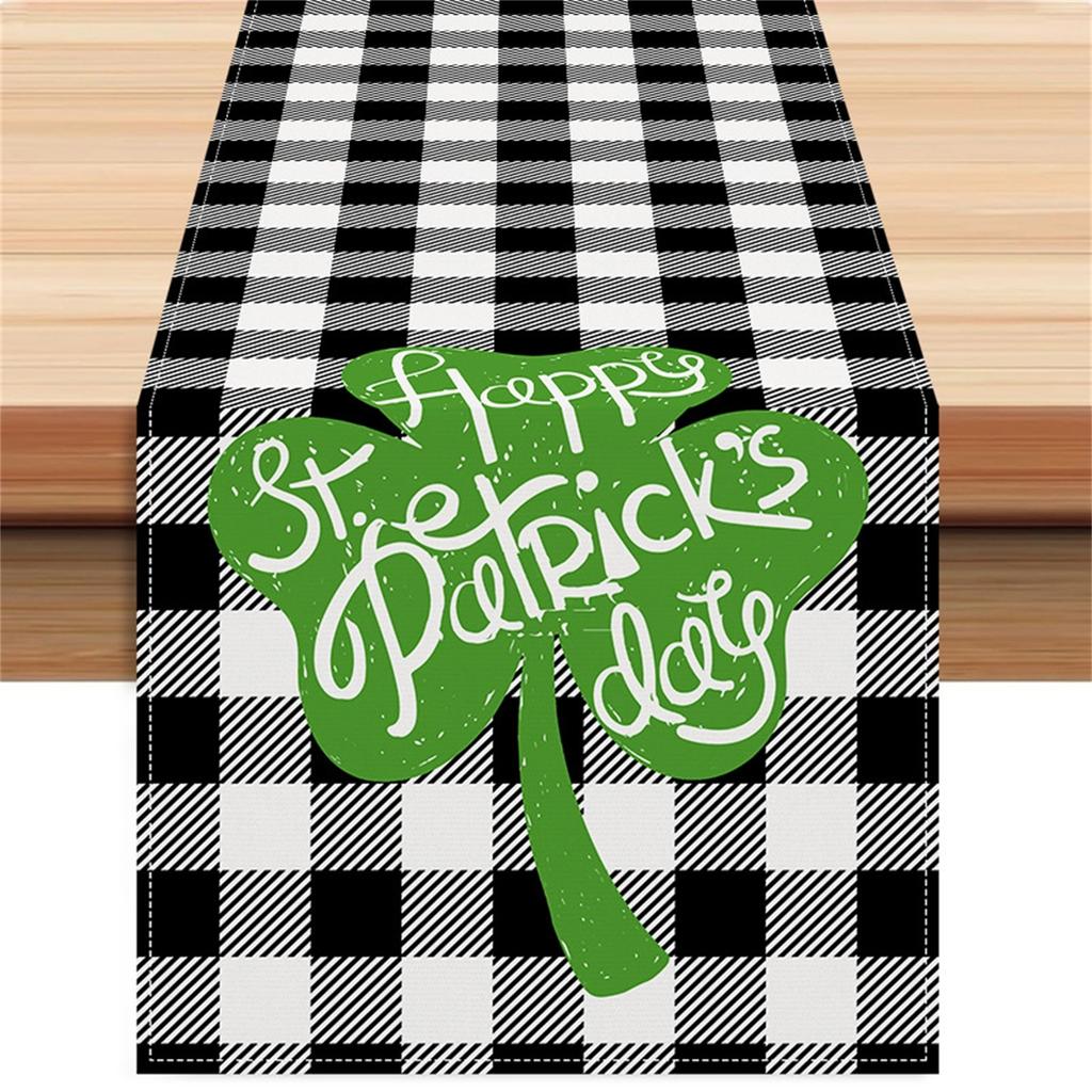 St. Patrick's Day Table Flag  Checkered Striped Printed Tablecloth Cross Border Linen Table Decoration Tablecloth