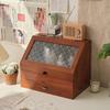 Wooden Cosmetic Organizer with Glass Top Multi-Use Storage Box for Makeup Jewelry Desk  Finishing Box Drawer Design