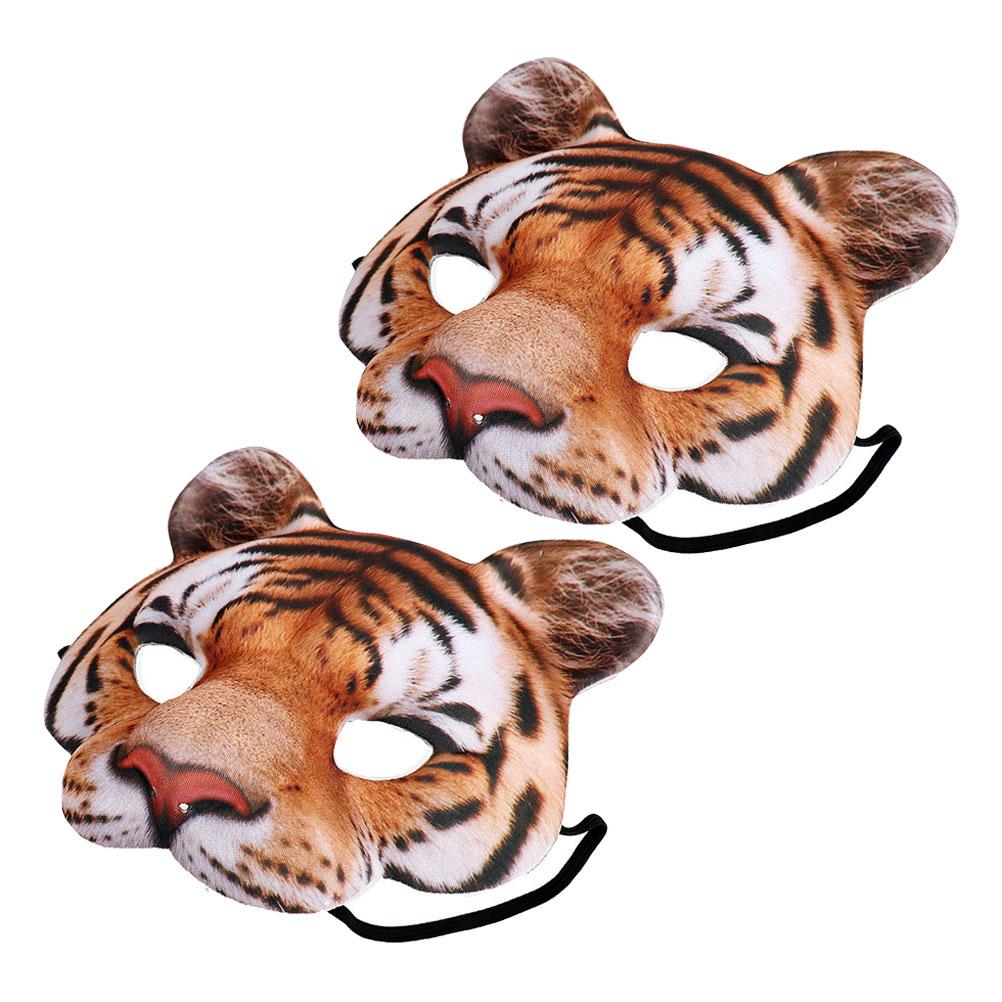 2 Pcs Tiger Mask Halloween Facial Masks Animal Cosplay Full Face Masks Costume Animals for Party Eva Masquerade Photo Props