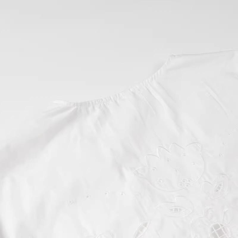 2025 Spring Women's Fashion Hollow-Out Embroidered Lace-Up Shirt Top
