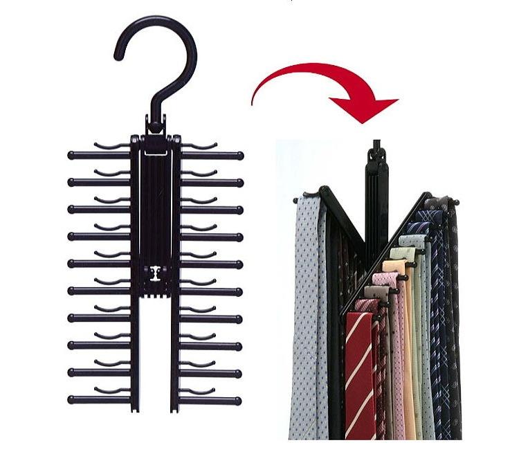20row Tie Hanger Belt Storage Rack Men's Tie Adjustable Rack Closet Holder Household Organizer Racks