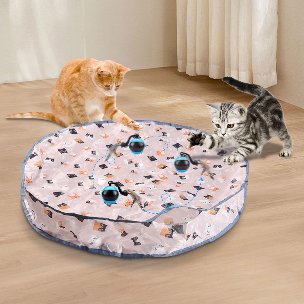 Interactive Cat Toys Ball Fast Rolling In Pouch Automatic Rolling Ball Anti-Depression Pet Toy for Indoor Cat Kitten