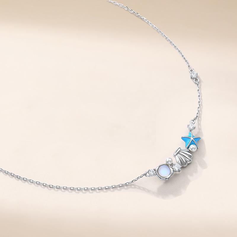 Dreamy Ocean Memory 925 Sterling Silver Clavicle Necklace - Women's Luxury Vacation Style