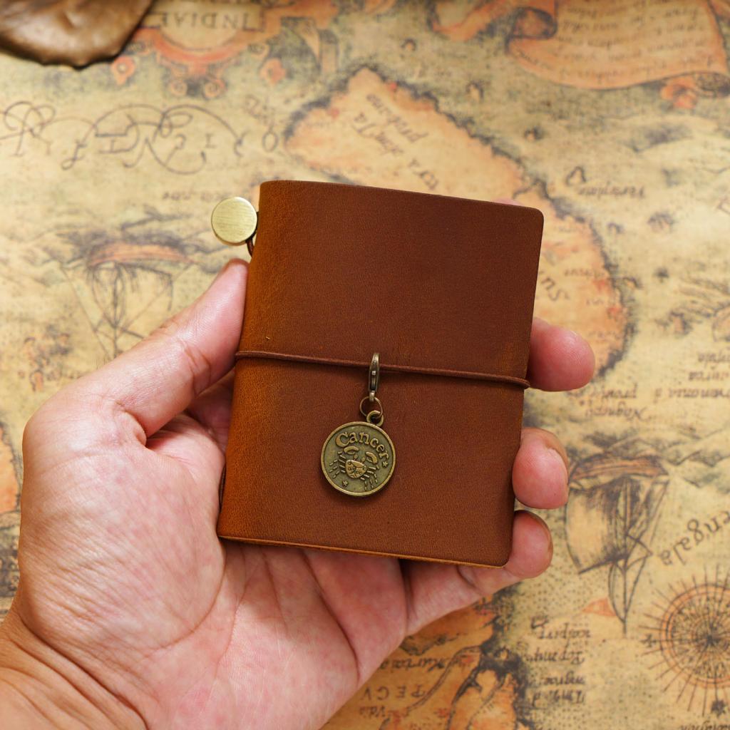 Mini Cross-Border Traveler's Loose-Leaf Cowhide Pocket Journal