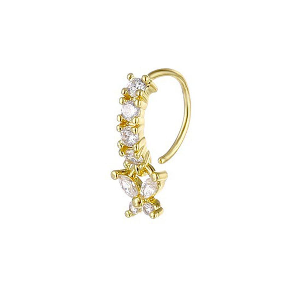 Cross & Butterfly Zirconia Nose Ring Stud Set, Adjustable Piercing Jewelry