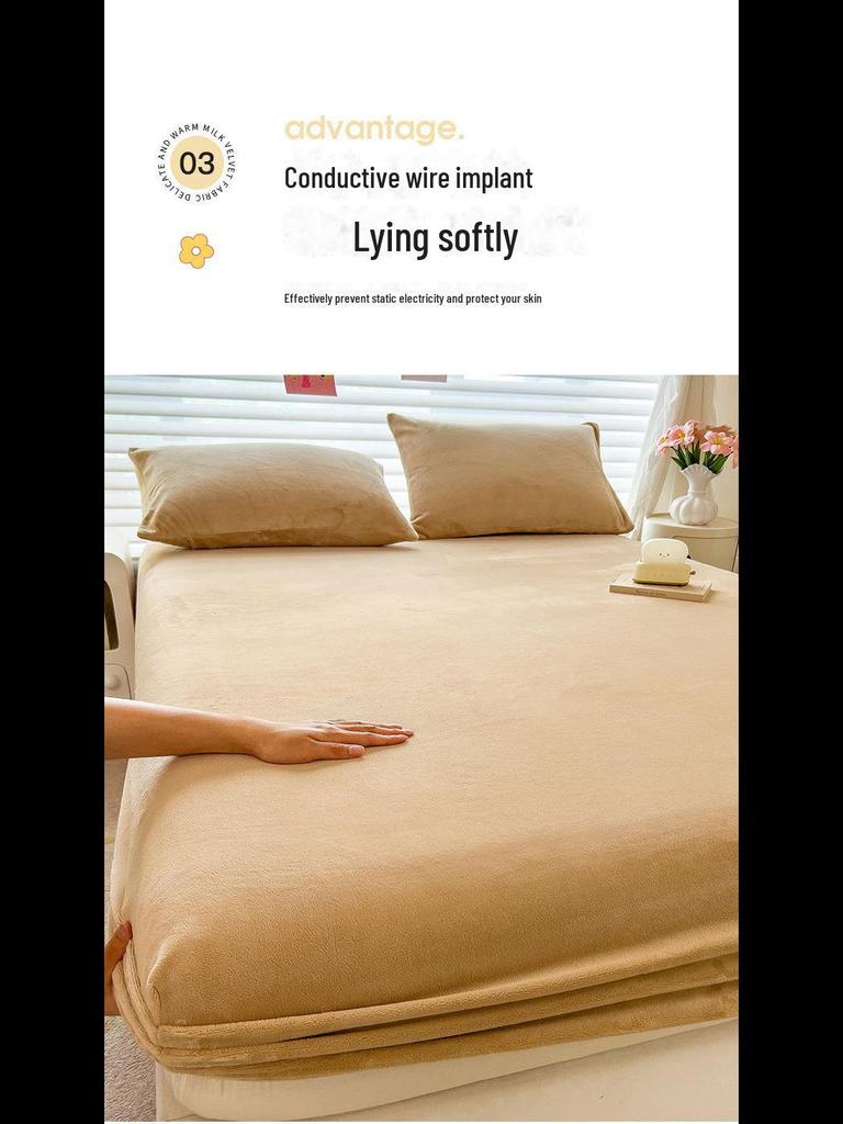 Pure Color Milk Velvet Winter Bedspread - Plush, Thick, Single Bed Sheet