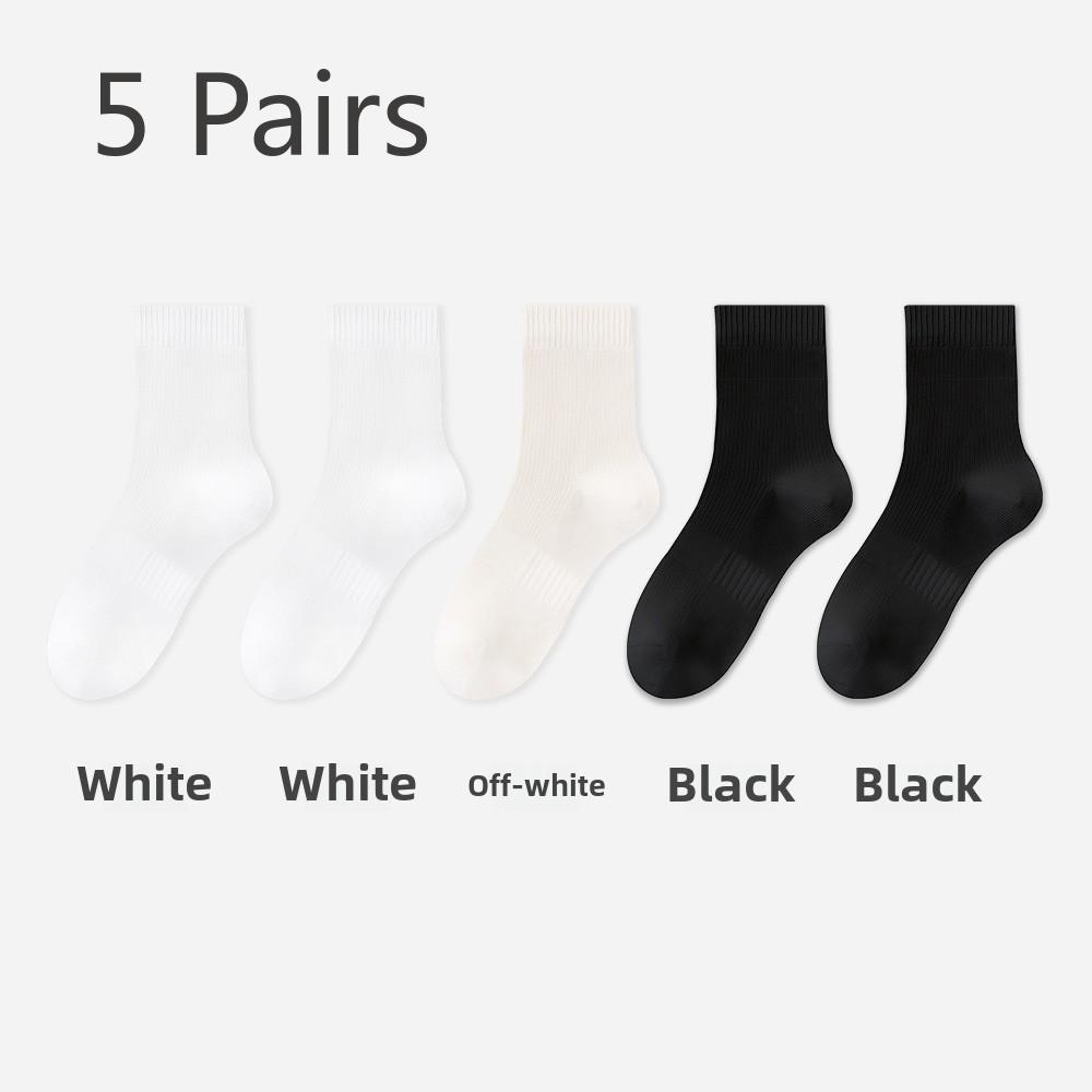 5 Pairs of Women's Spring and Summer Mesh Boneless Anti-bacterial, Anti-odour, Sweat-absorbent Long Casual Socks