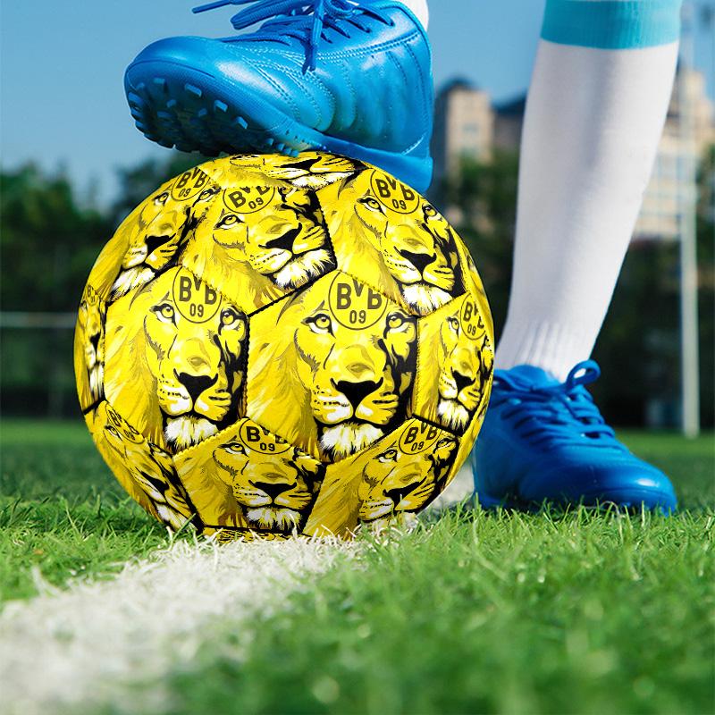 Borussia Dortmund Print Size 5 Soccer Ball, PU Wear Resistant Football for Match Training and Daily Practice, Birthday Gift for Soccer Fans