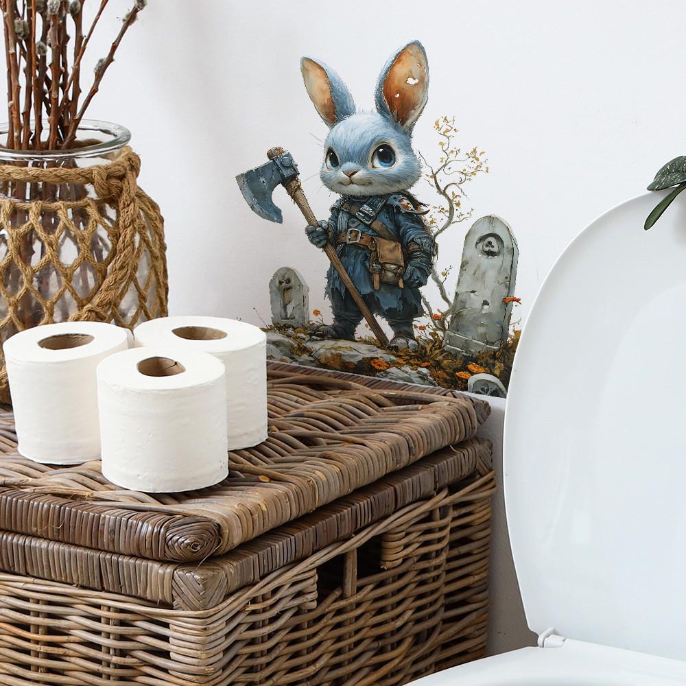 And Bunny Tomb Design Closestool Wall Sticker For Modern Halloween Decor Wall