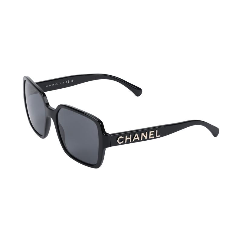 

CHANEL black large square frame gold letter logo square sunglasses women s style чорний