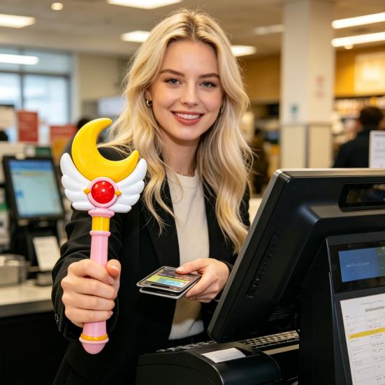 3D Printed Credit Card Wand, Contactless Payment Wand, Tap-to-Pay Credit Card Wand with Hidden Card Slot for Kids Self-Checkout Fun Gift